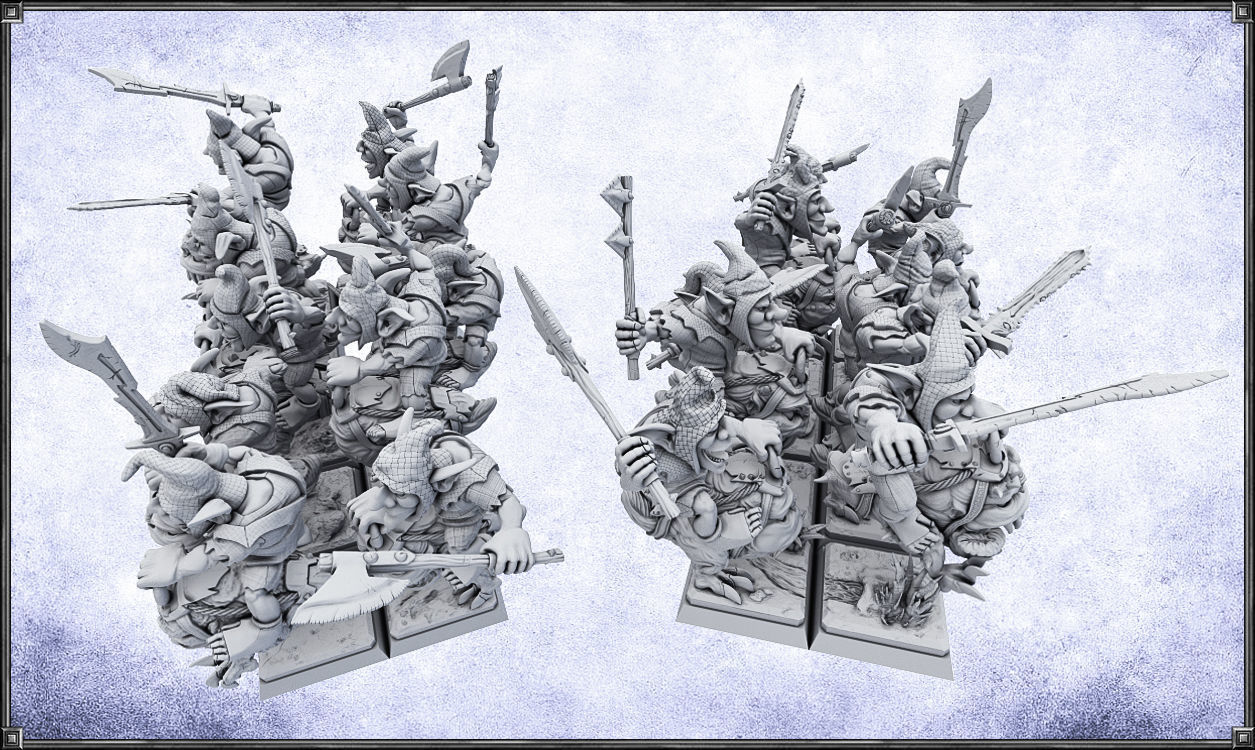 Goblin Squig Riders -UNIT- 28mm Miniatures 3D model 3D printable | CGTrader