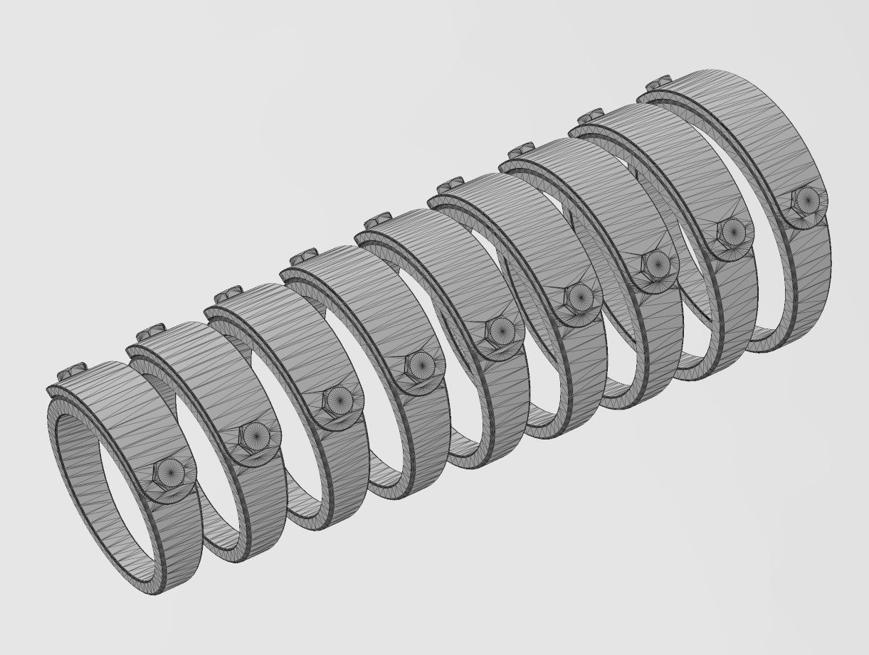 Bolted engravable round tag ring US size 5to13 3D model 3D printable ...