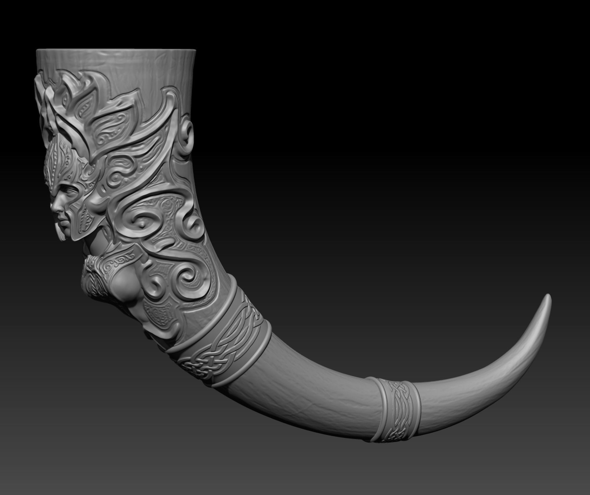 Valkyrie Drinking horn 3D model CGTrader