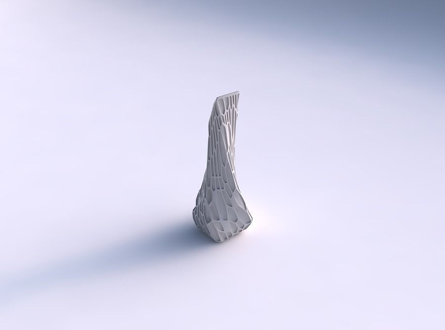 Vase twisted top bent rectangle 2 with organic dents 3D print model