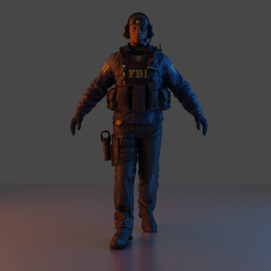 CSGO FBI Agent Model 3D model rigged | CGTrader