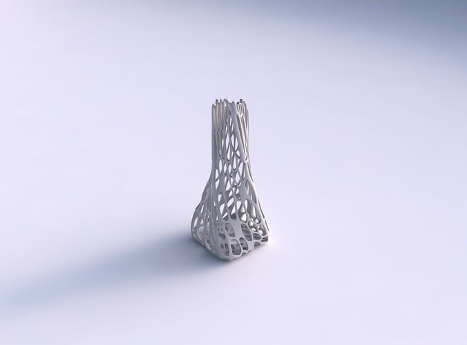 Vase twisted squeezed and bent rectangle 2 with cracked organic lattice