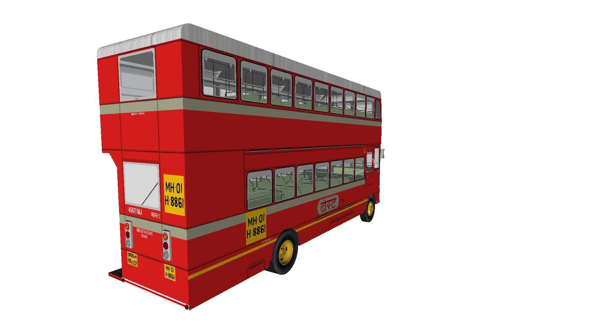 3D model Ashok Leyland Single Cabin Double Decker bus Mumbai City