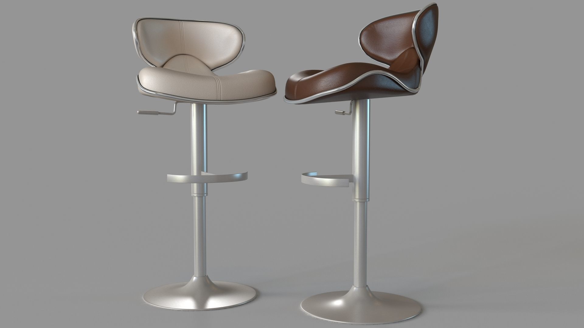 MIX Brushed Stainless Steel Adjustable Height Swivel Bar Stool 3D model