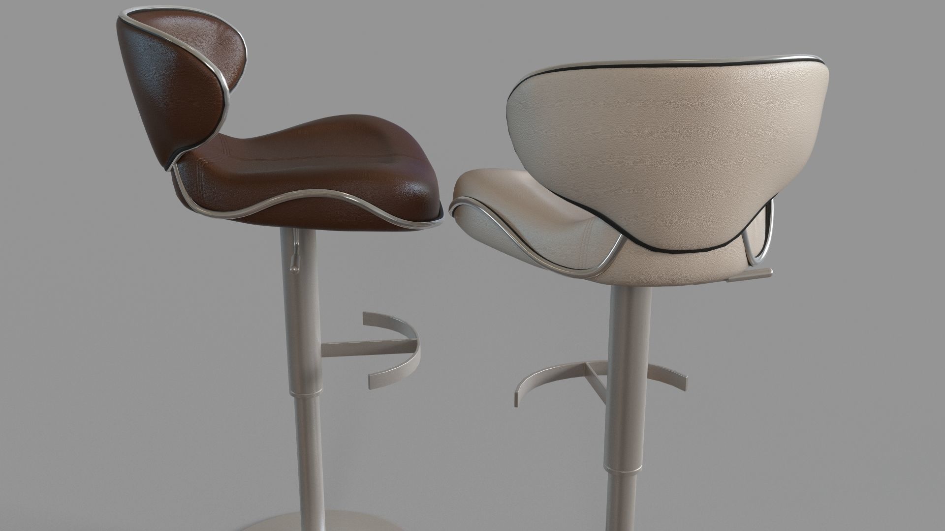 MIX Brushed Stainless Steel Adjustable Height Swivel Bar Stool 3D model