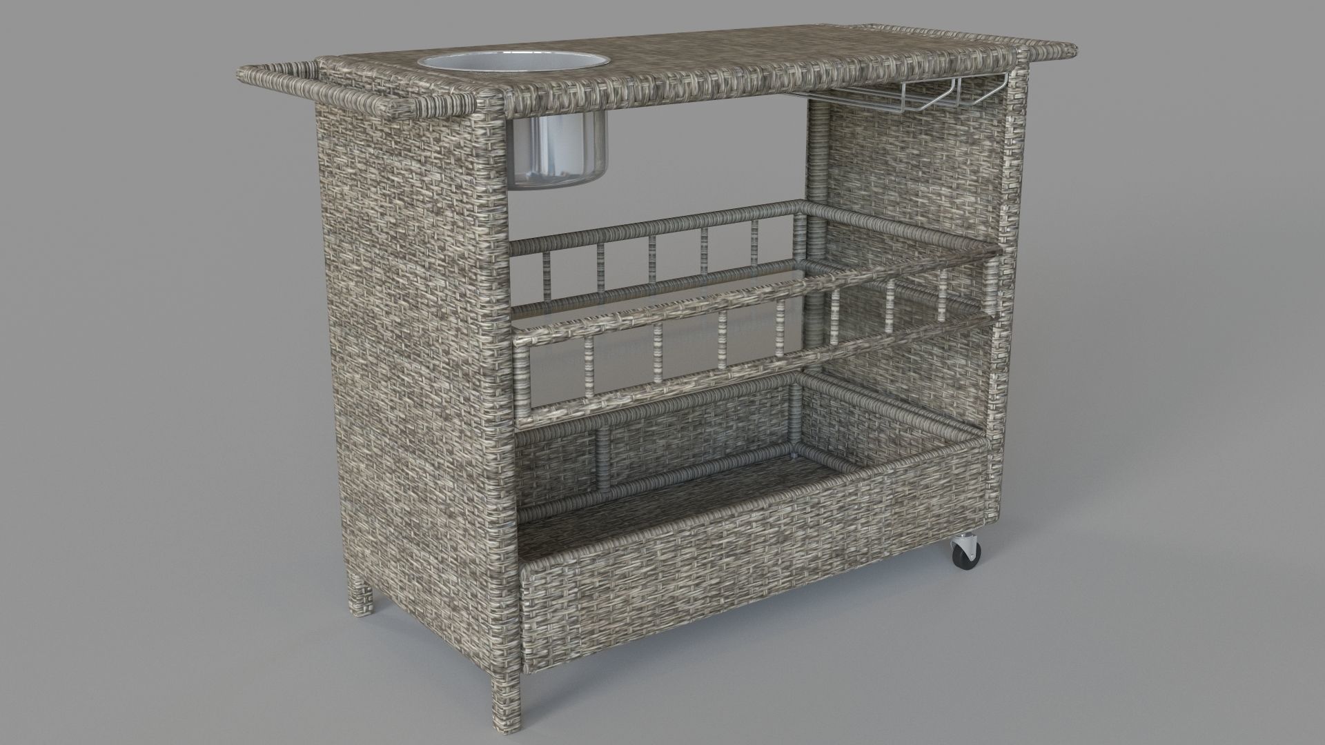 Puerta Outdoor Wicker Bar Cart With Ice Pail 3D model CGTrader