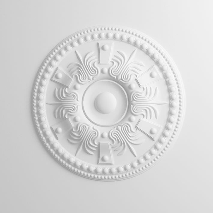 Intricated White Plaster Ceiling Decoration 3d Model Obj