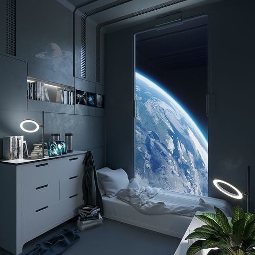 Sci-fi Interior Window to Another World 3D model | CGTrader