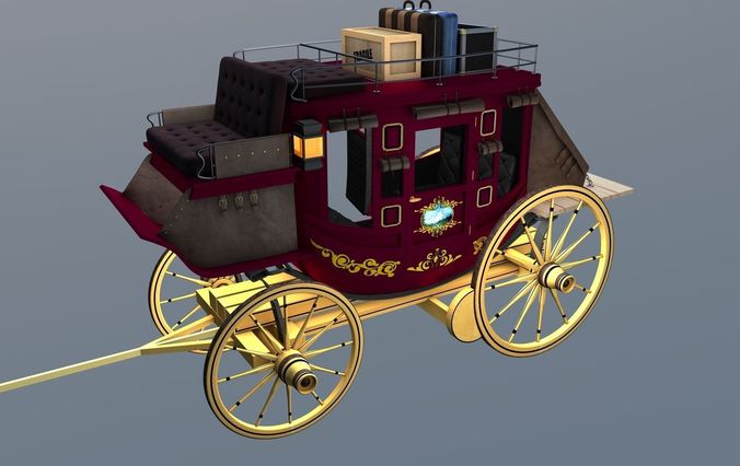 train 3d free model car with 3D Luggage Wagon C4D Stagecoach DXF OBJ Model FBX 3DS