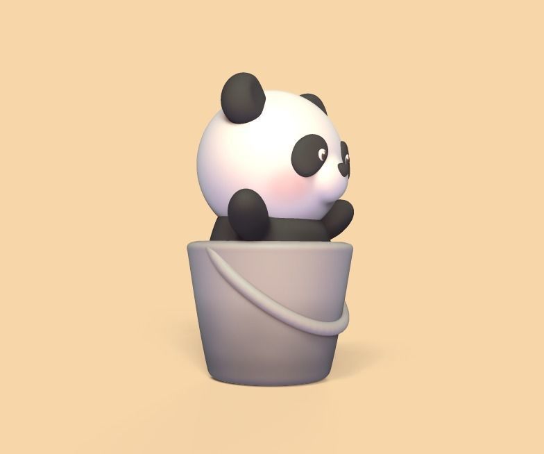 Panda Bucket 3D model 3D printable CGTrader