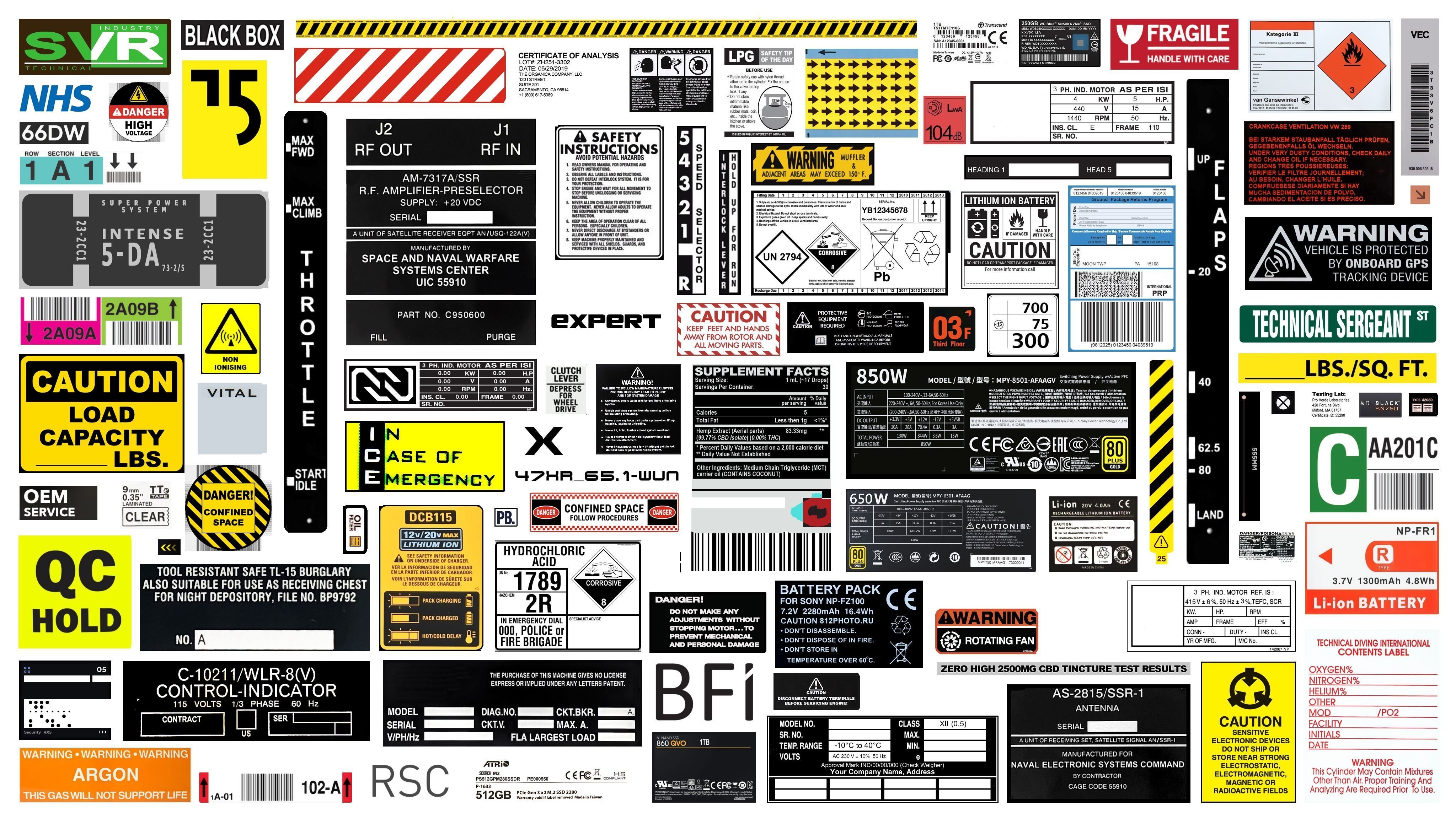 Industrial Decals 4K PNG