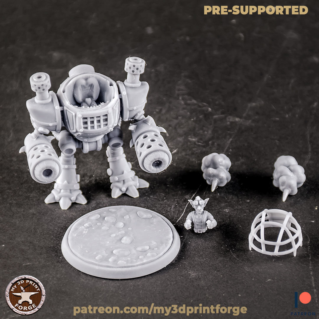 Goblin ROBOT MECH 32mm presupported 3D model 3D printable CGTrader