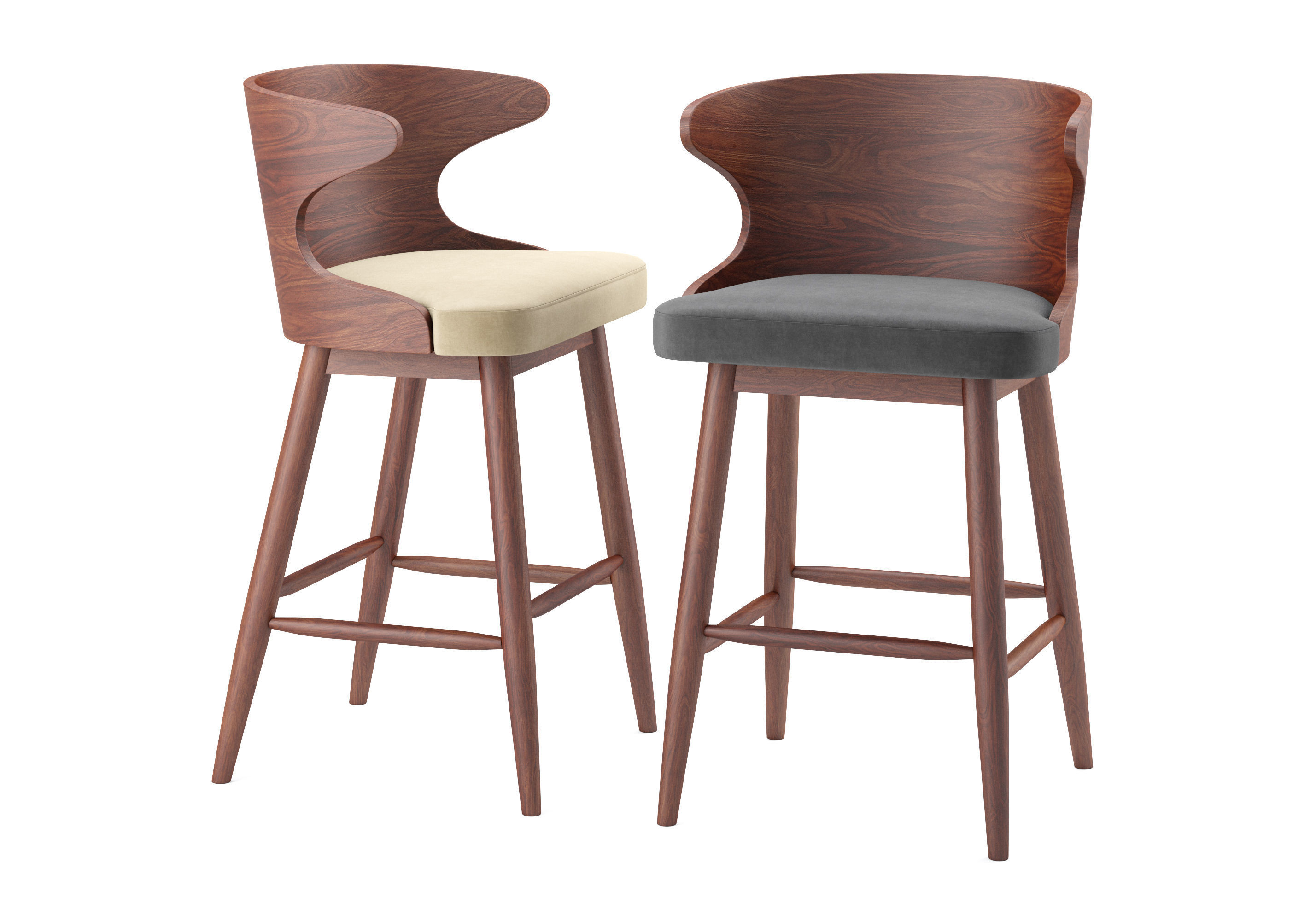 Kamryn Midcentury Modern Bar Stools 3D model CGTrader