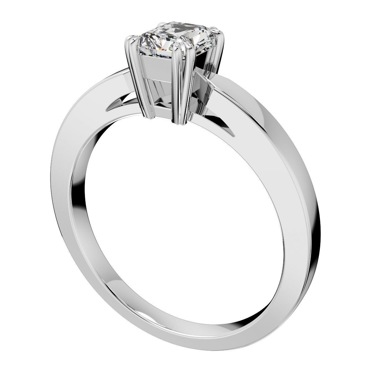 Diamond Radiant Shape Solitaire Ring CAD Design-CC118RD 3D model 3D ...
