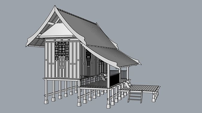 Rumah Bujang Berserambi Selasar 3D model | CGTrader