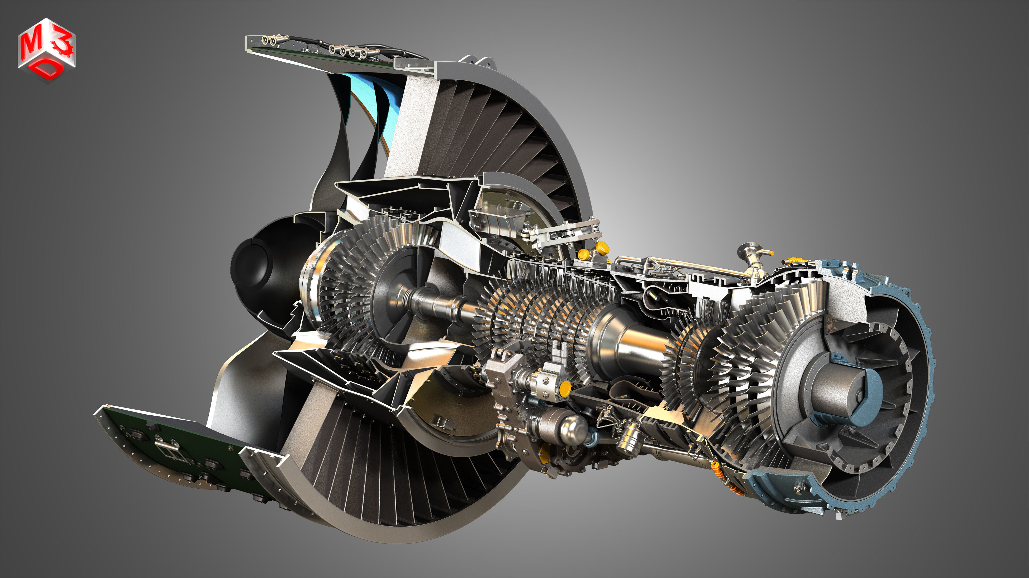 PW GTF Geared Turbofan Engine 2 in 1 3D Model Collection CGTrader
