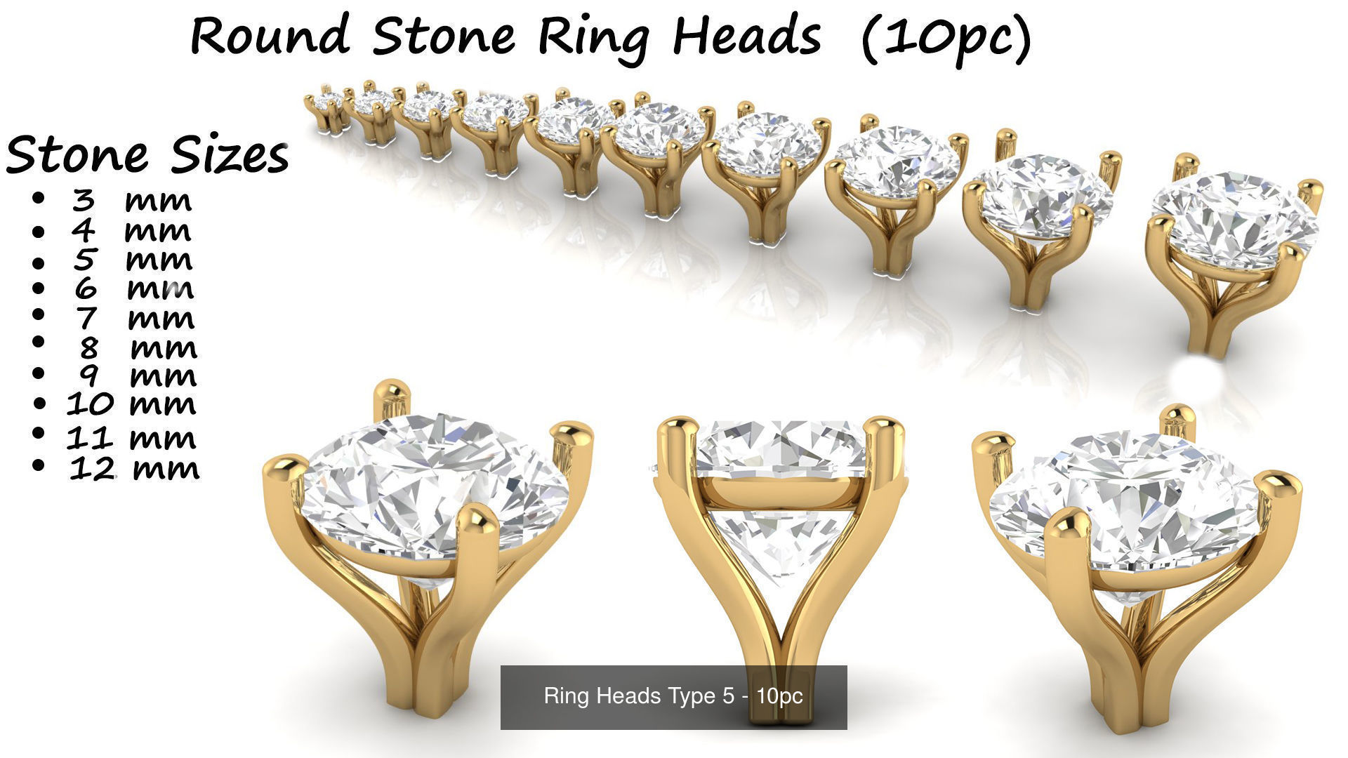 Round Ring Heads Collection of 115pc CGTrader