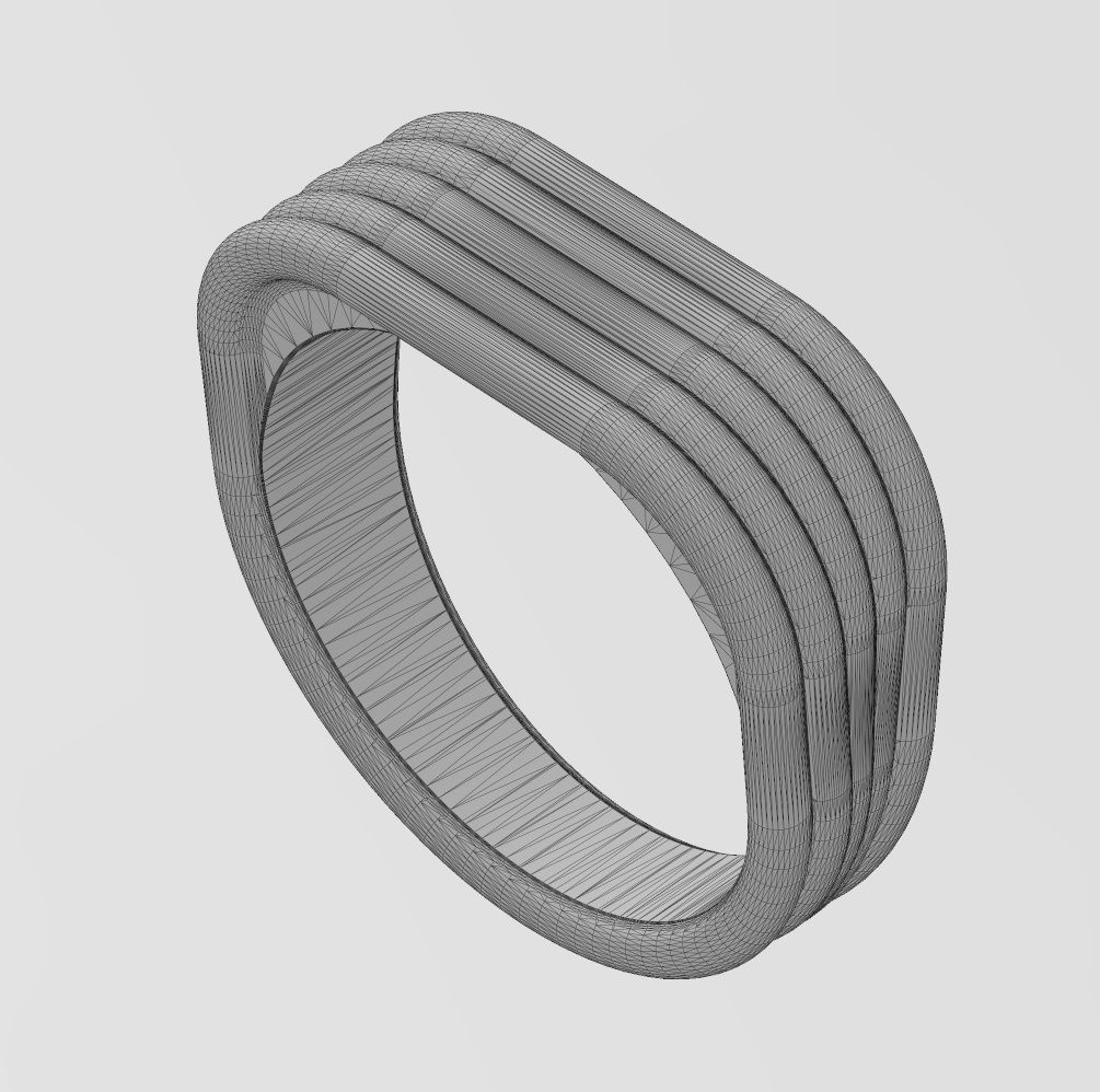Rectangular rounded wire signet ring US sizes 6 to 9 3D model 3D ...