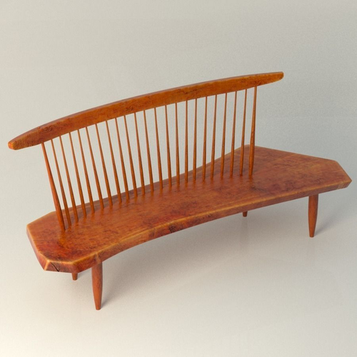 Nakashima Bench Chair 3D model CGTrader