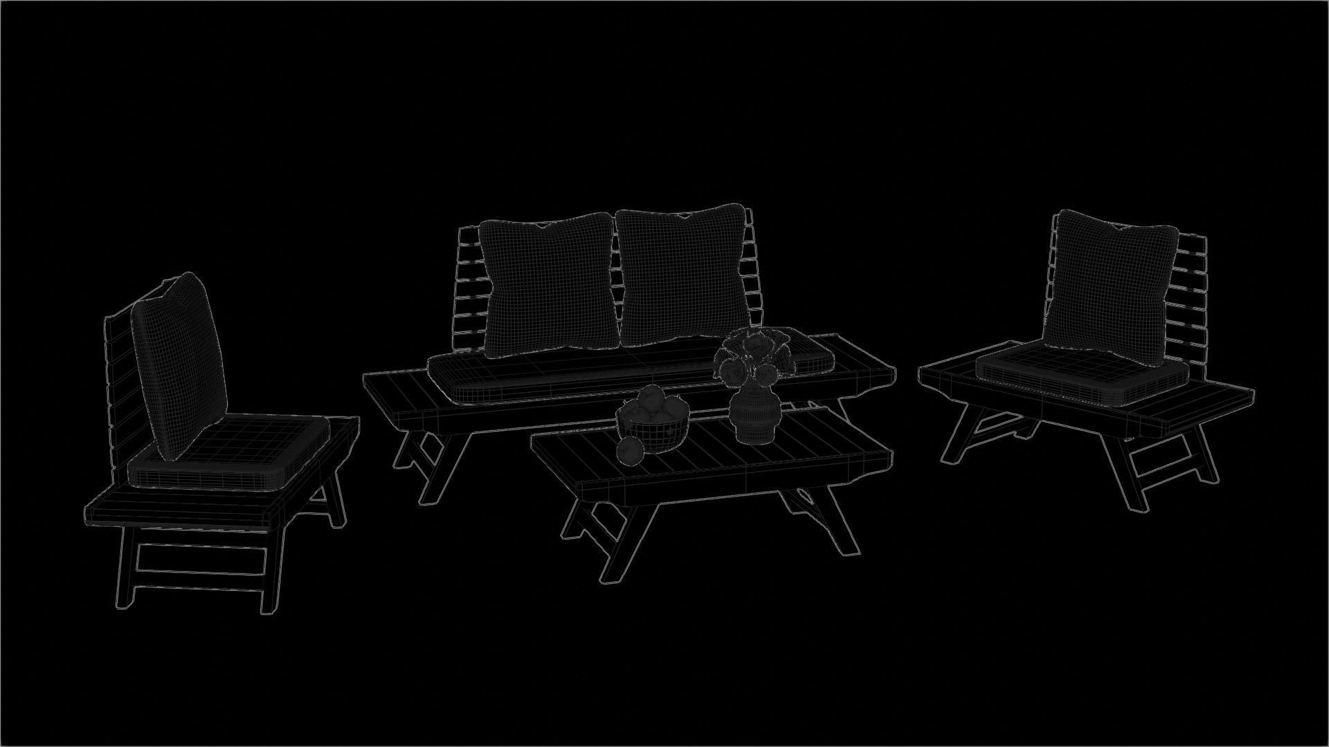3D model balcony furniture VR / AR / lowpoly CGTrader
