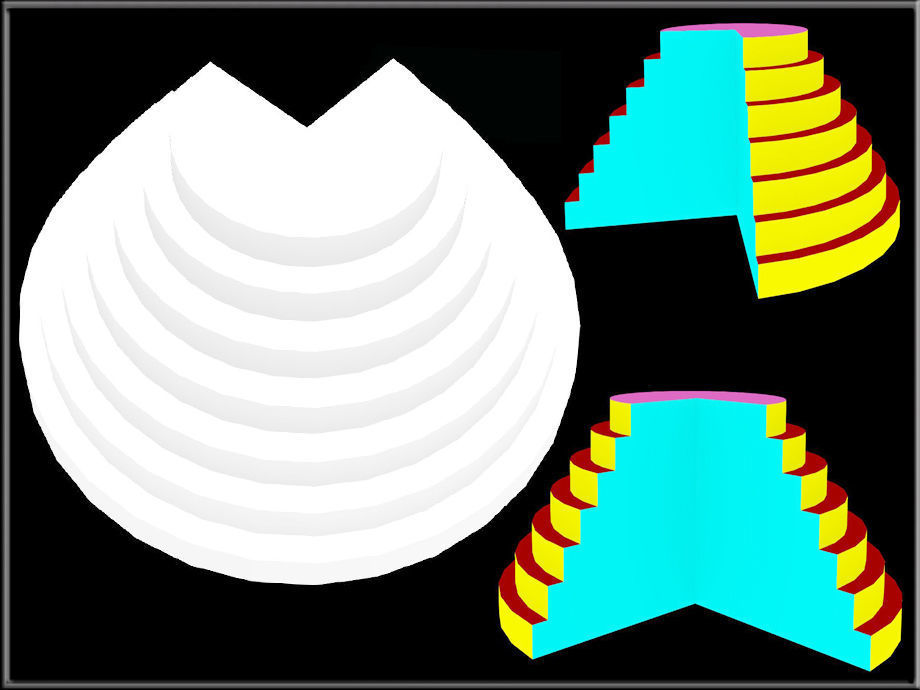 Three quarters pyramid display