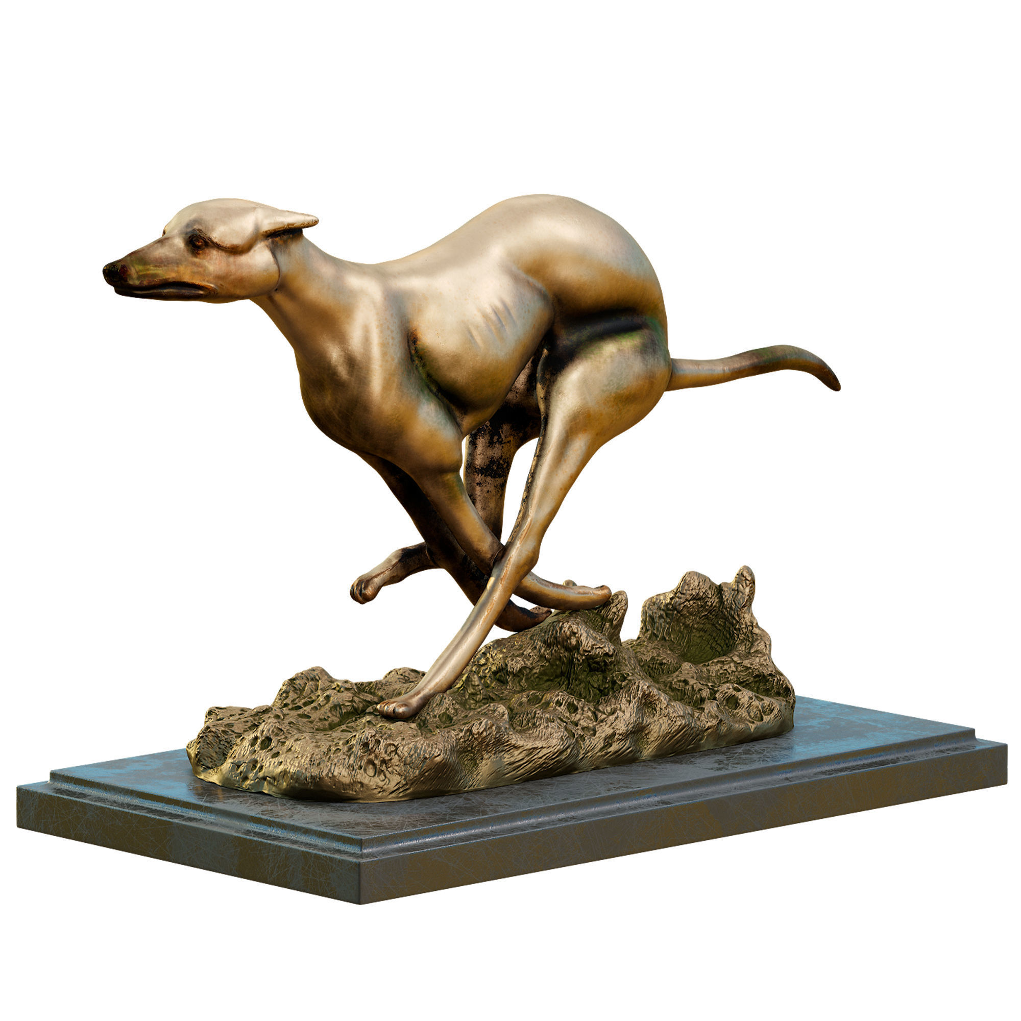 3D model Greyhound Whippet Art Deco Dog Statue VR / AR / lowpoly CGTrader