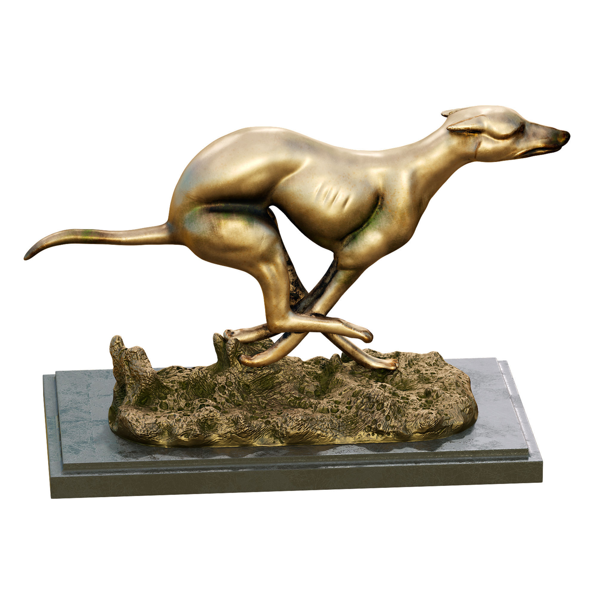 3D model Greyhound Whippet Art Deco Dog Statue VR / AR / lowpoly CGTrader