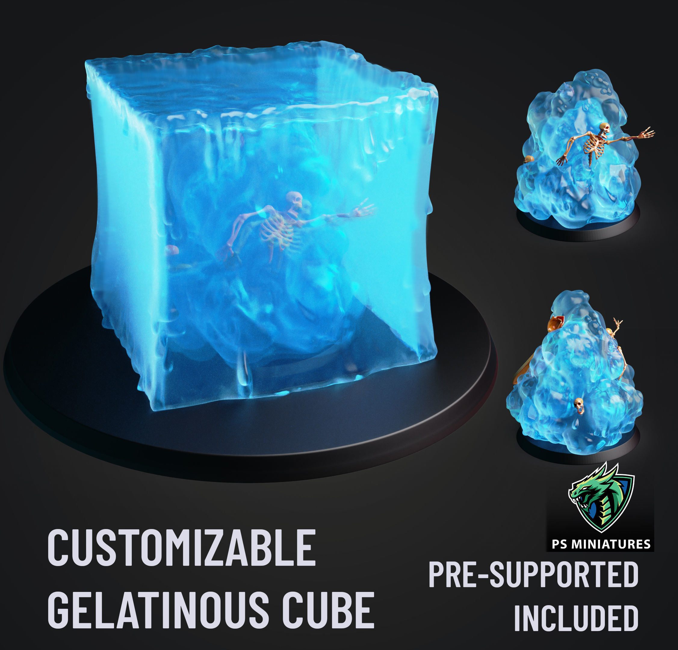 Gelatinous Cube Customisable 3D model 3D printable CGTrader