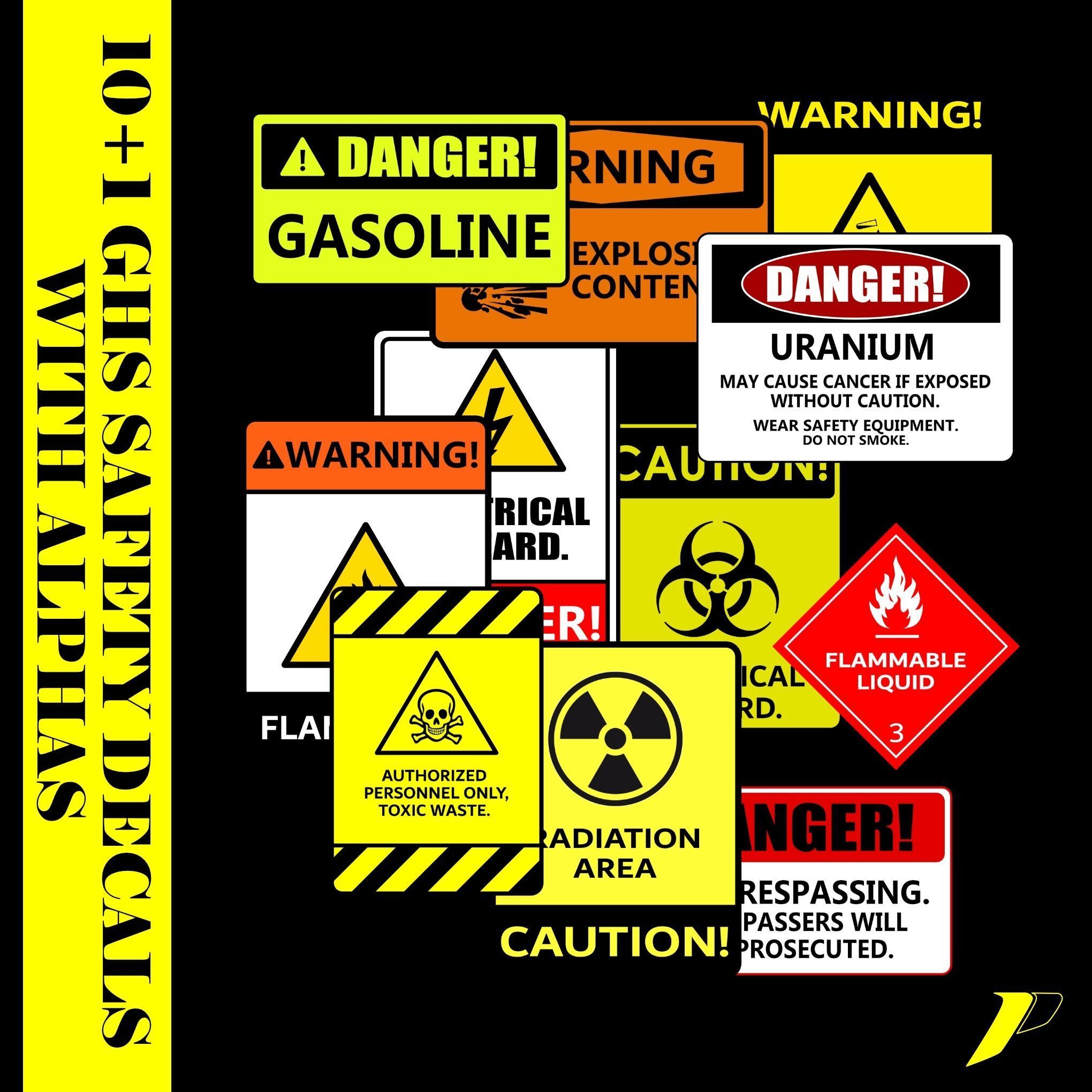 GHS safety decals with alpha masks Texture CGTrader