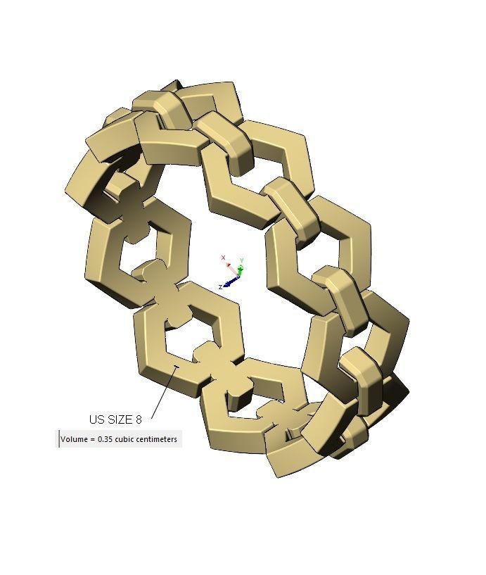 Hexagonal chain link band US sizes 6 7 8 3D model 3D printable CGTrader