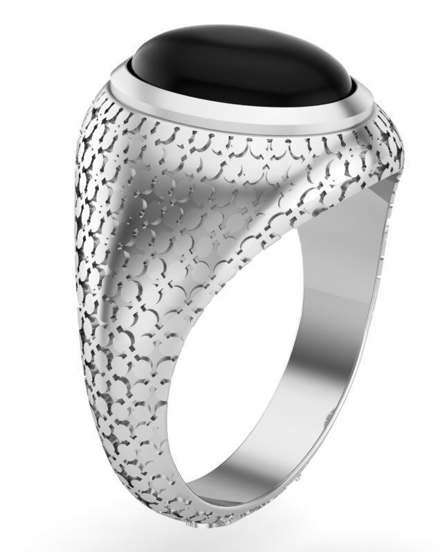mens ring with black onyx stone 3D model 3D printable CGTrader