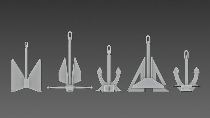 5 Ship Anchor Pack 01 3D model 3D printable | CGTrader