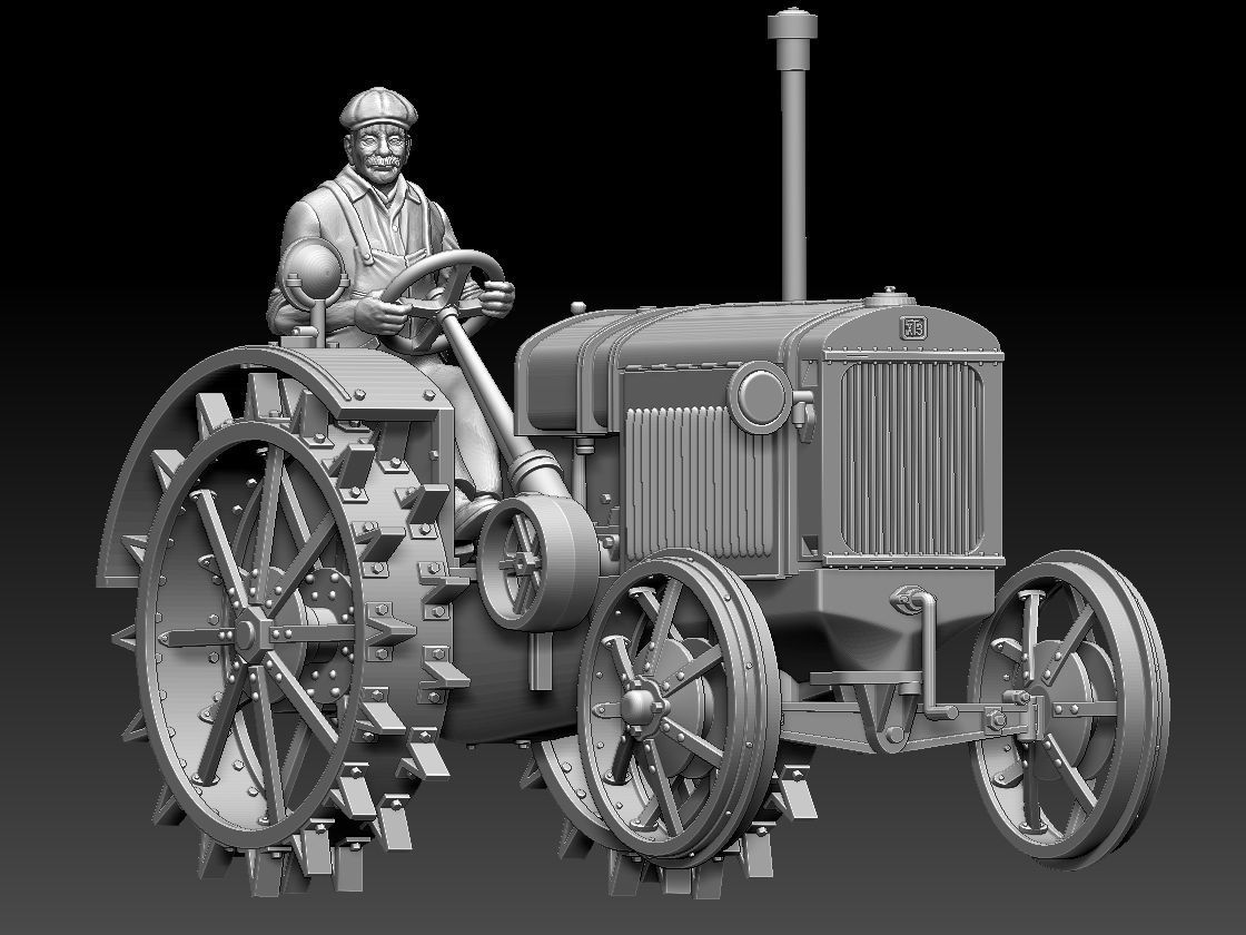 tractor and tractor driver 3D model 3D printable CGTrader