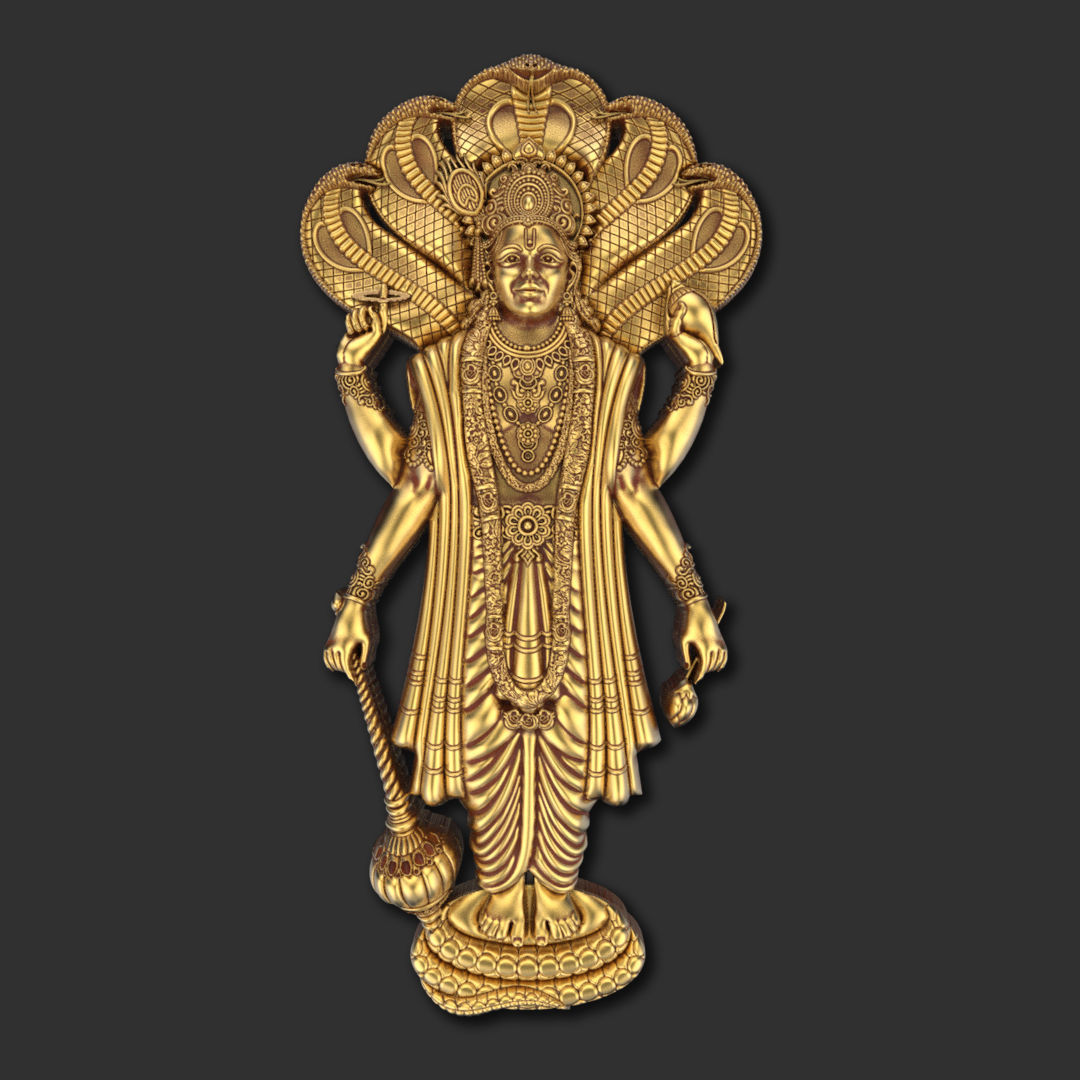 Lord Vishnu With Sheshnaga 01 3D Model