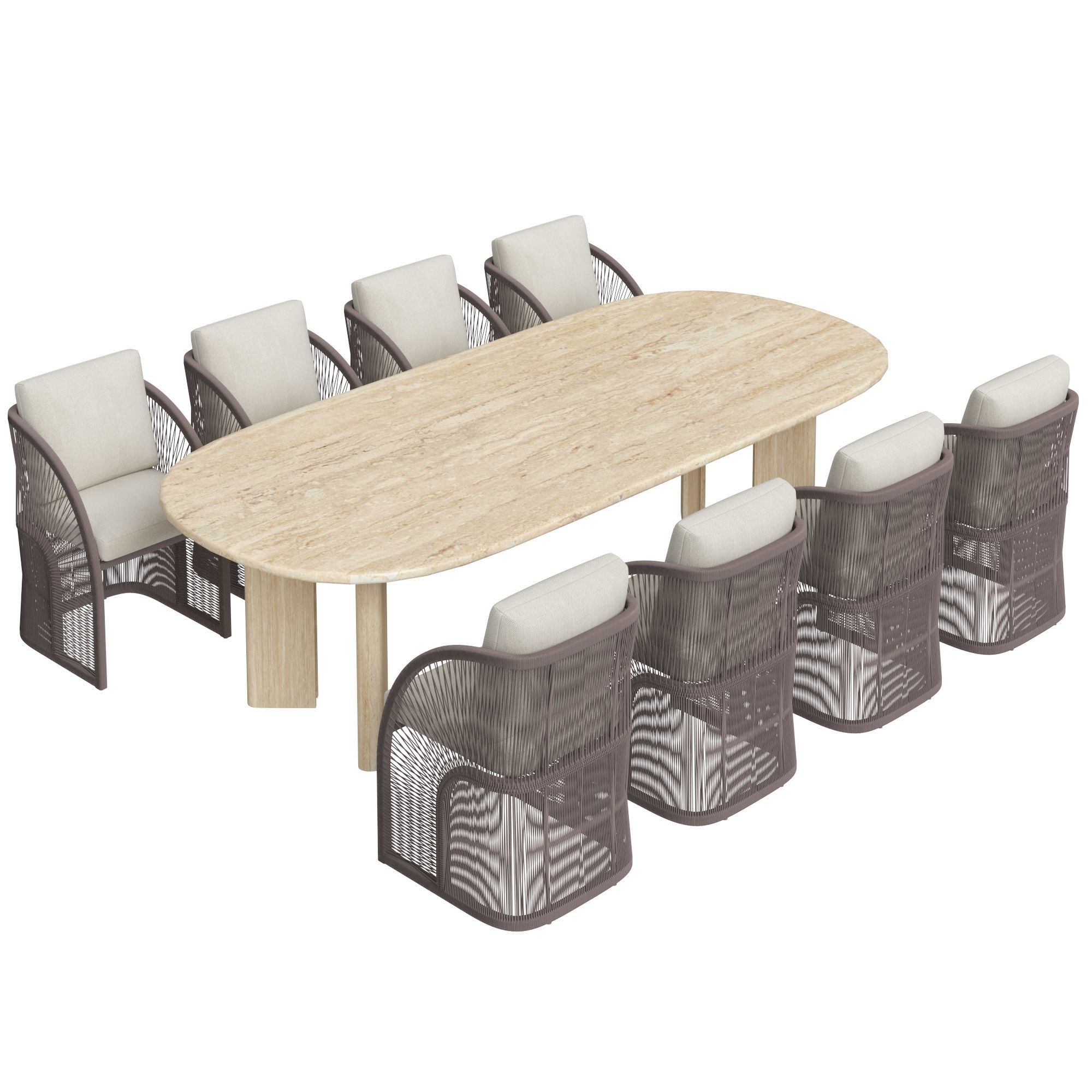 Restoration Hardware Pavona Chair Trento Travertine Dining Table 3D