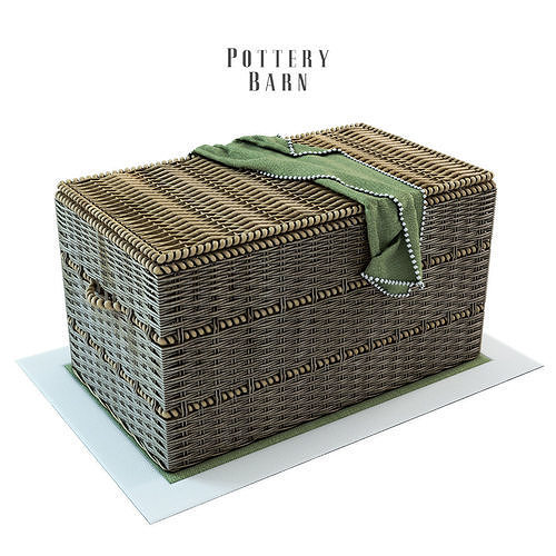 Pottery Barn Woven Trunk with Rope Handles 3D model CGTrader