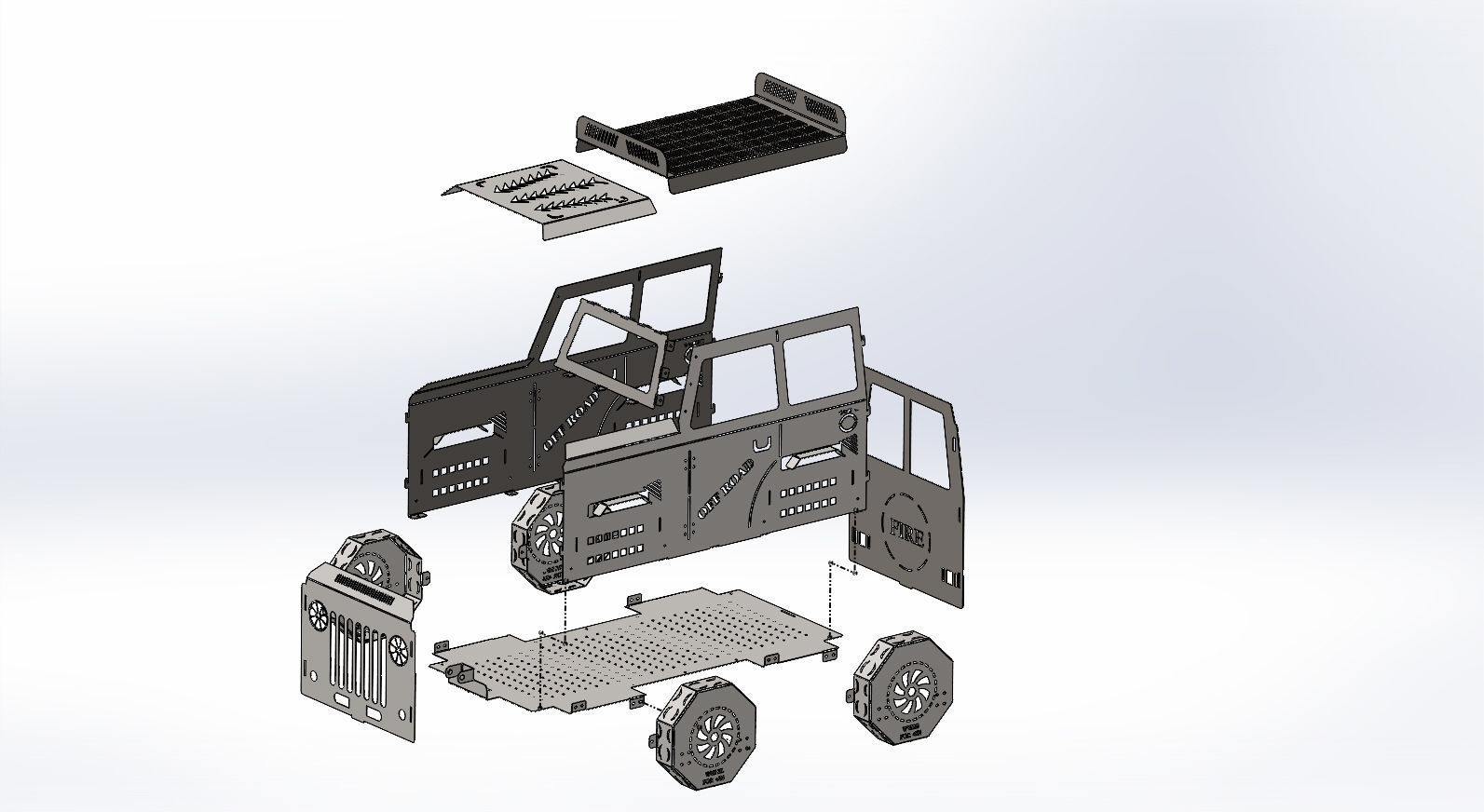 Jeep Fire Pit Dxf and Step Barbecue Dxf For Laser Cutting 3D model 3D