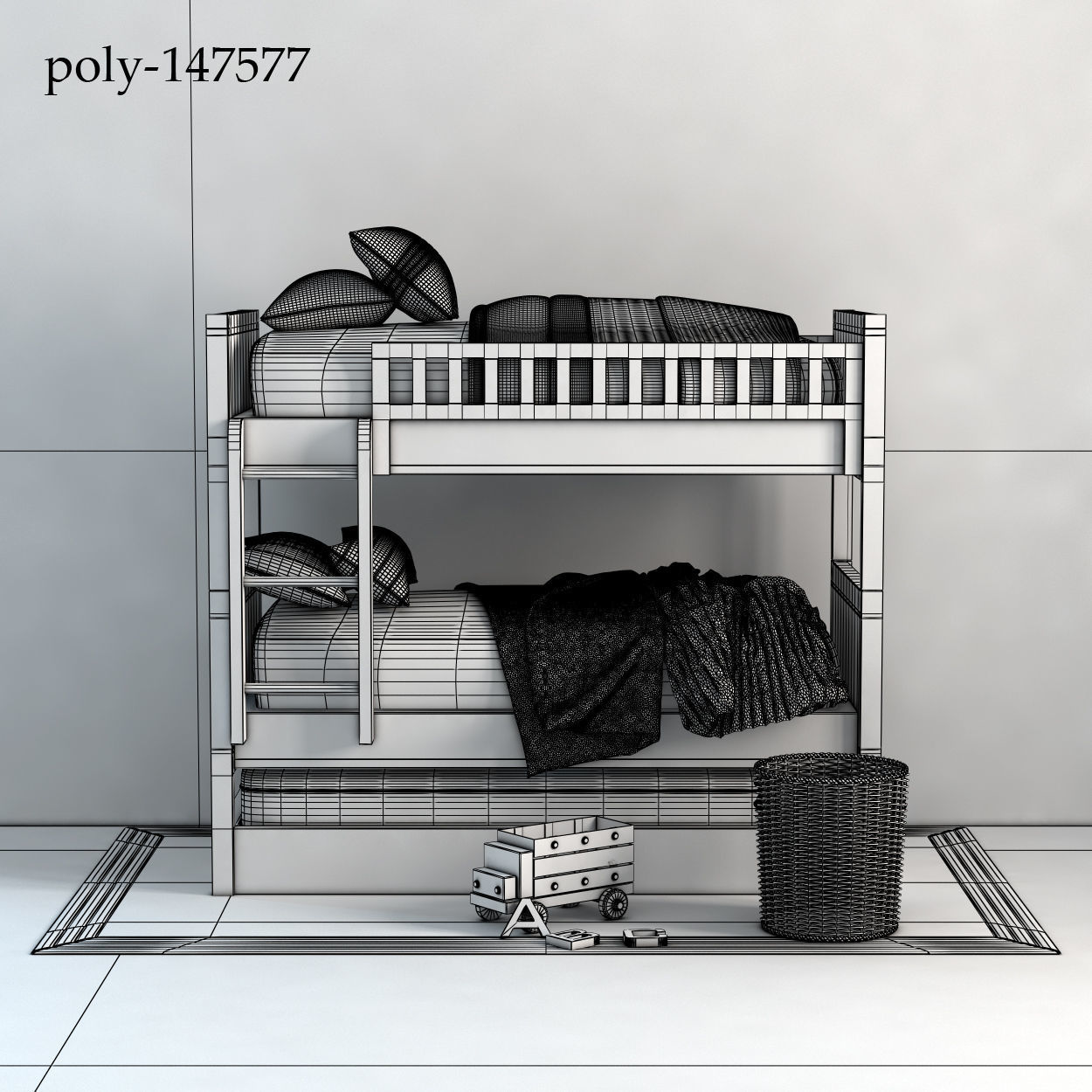 Pottery barn Camp TwinOver Twin Bunk Bed 3D model CGTrader