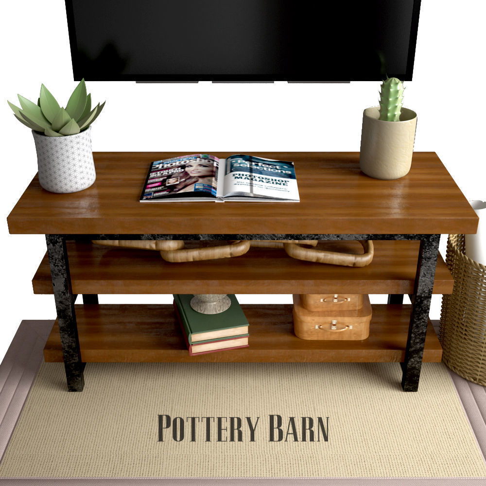 Pottery Barn Griffin Reclaimed Wood Media Console 3D model CGTrader