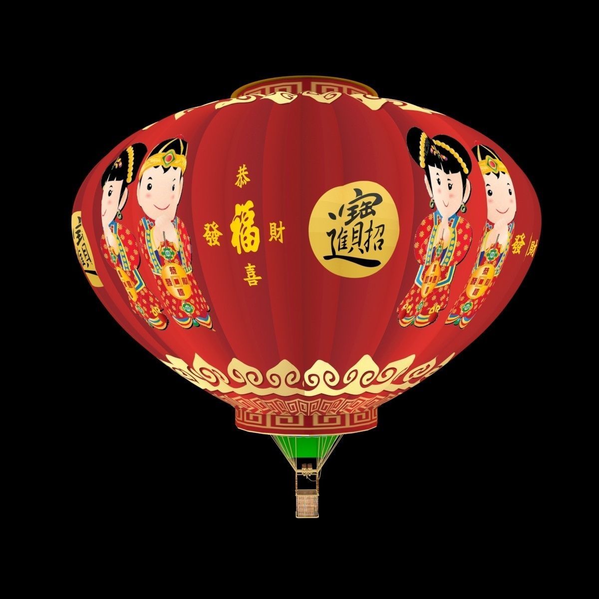 Chinese lantern Air Balloon 3D model CGTrader