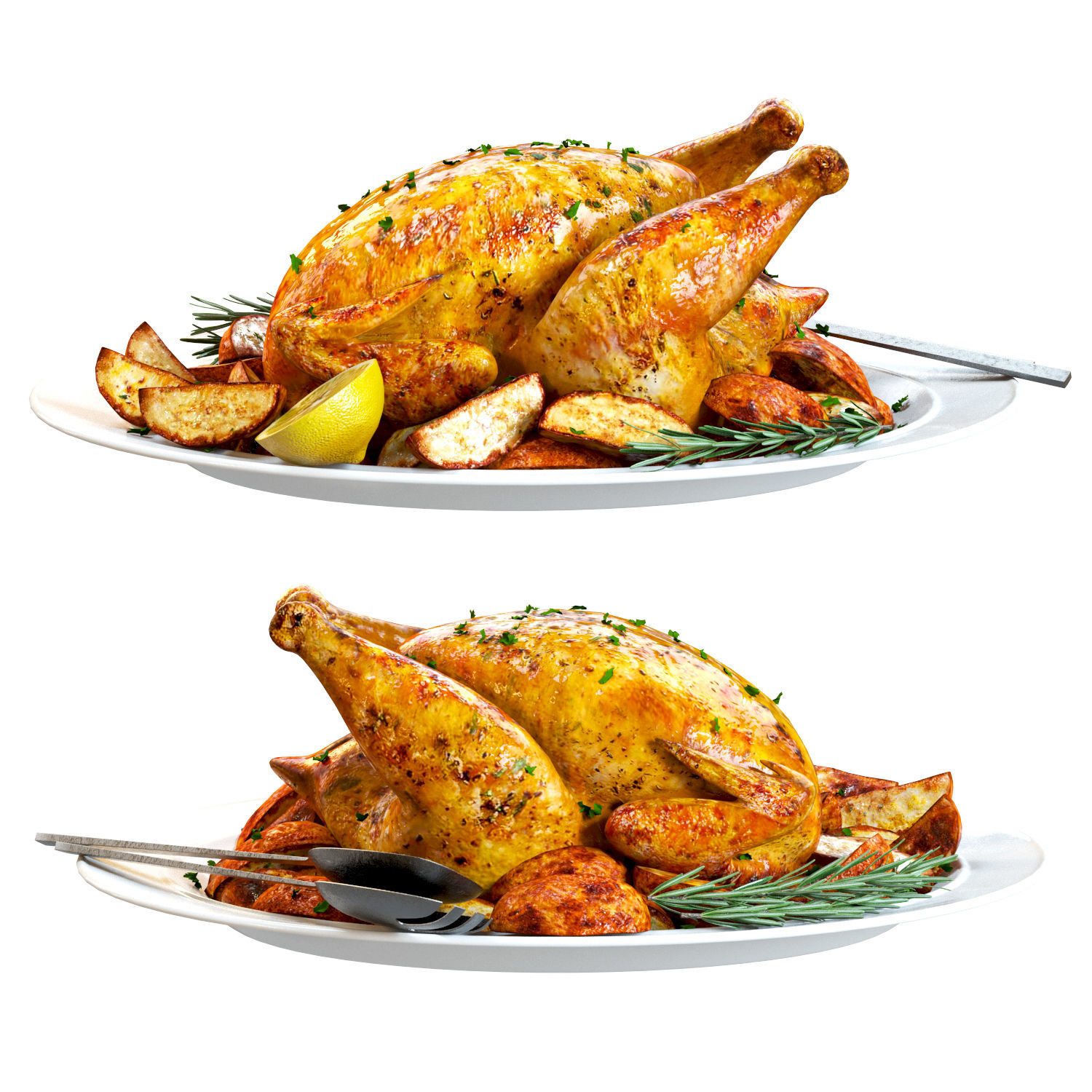 Food Set 01 Roasted Chicken With Potatoes And Rosemary 3D Model