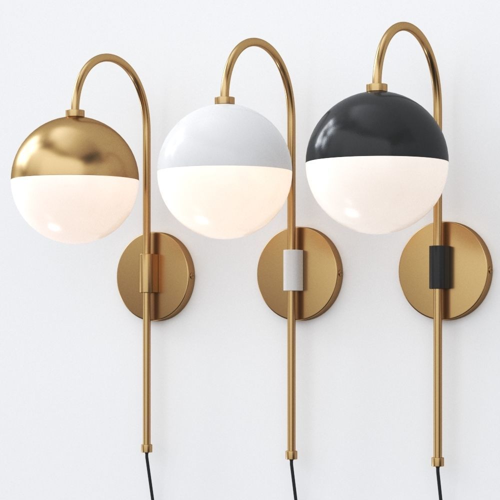 MIDCENTURY GLOBE ADJUSTABLE ARM WALL SCONCE 3D model CGTrader