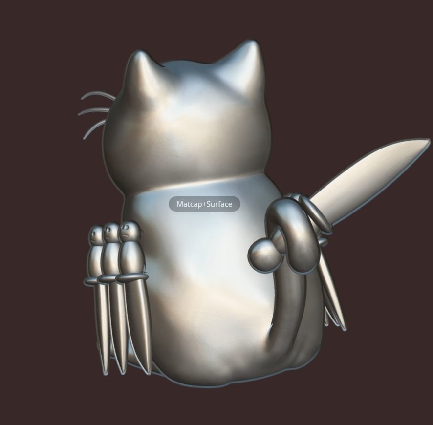 Cure Cat with knives 3D model CGTrader