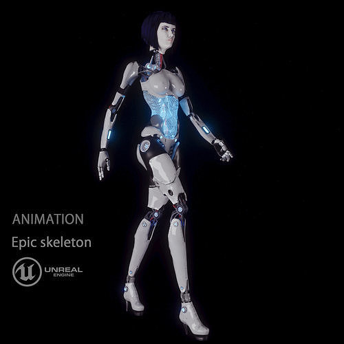 cyborg girl LUCY Low-poly 3D model