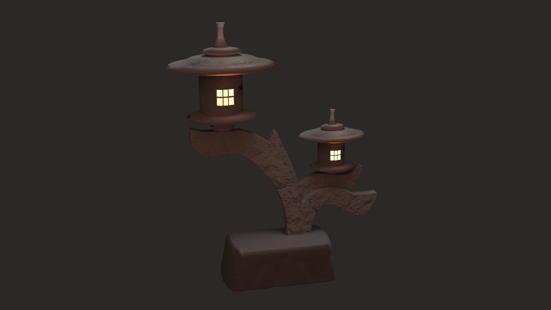 Japanese Granite Garden Ornaments Lamp free VR / AR / lowpoly 3D model