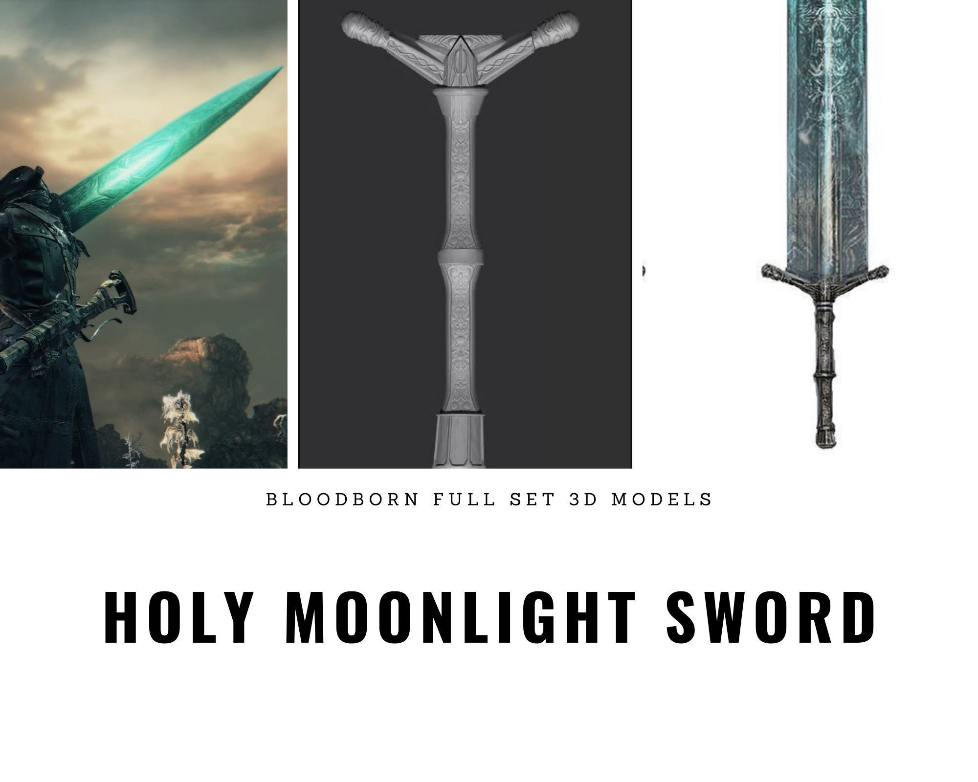 Holy Moonlight Sword handle Bloodborne 3D model 3D printable | CGTrader