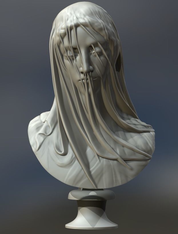 Classical Statue Bust - The Veiled Virgin Giovanni Strazza 3D model 3D ...