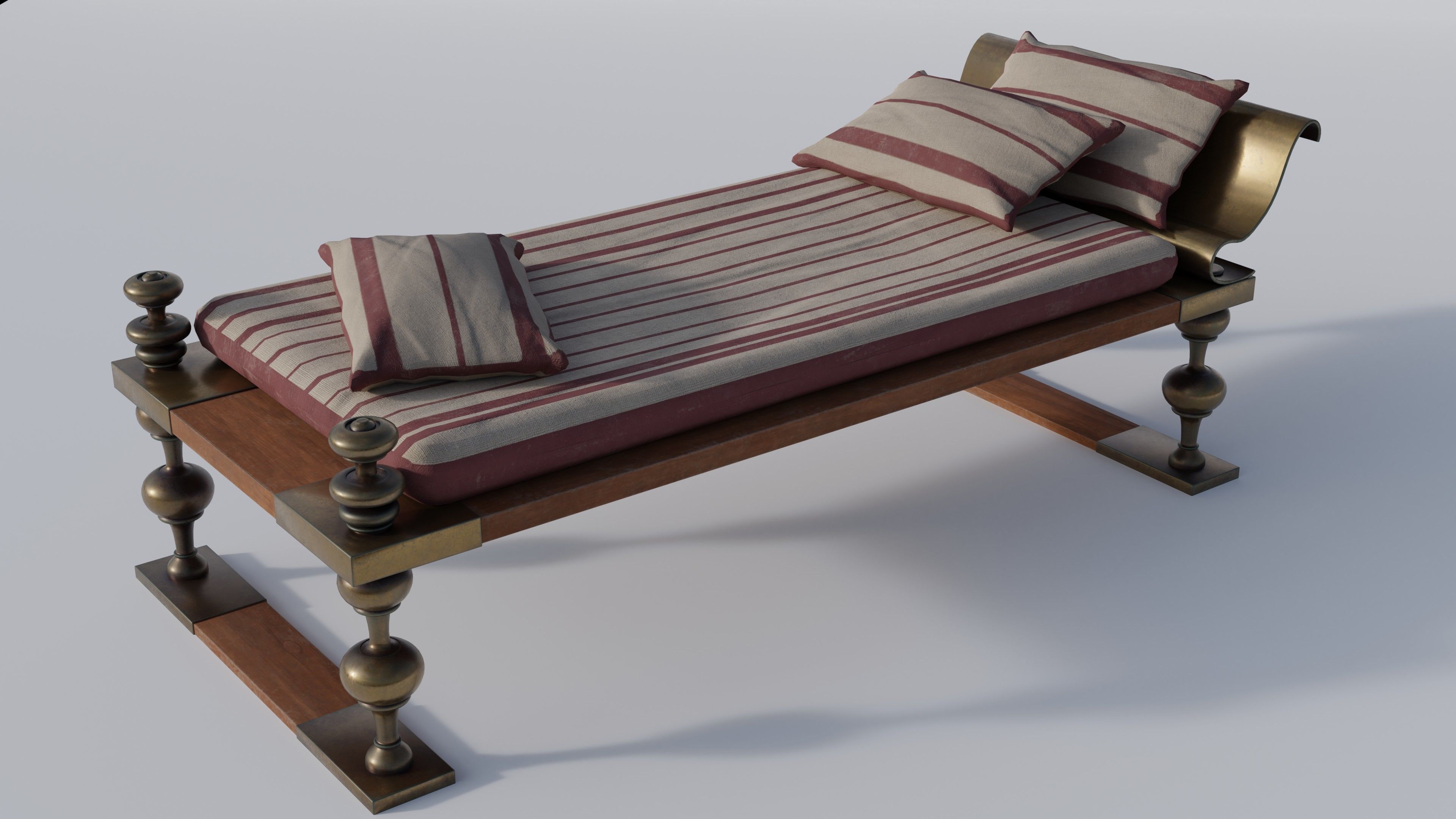 3D model Roman bed Triclinium Lectus cubicularis VR / AR / lowpoly
