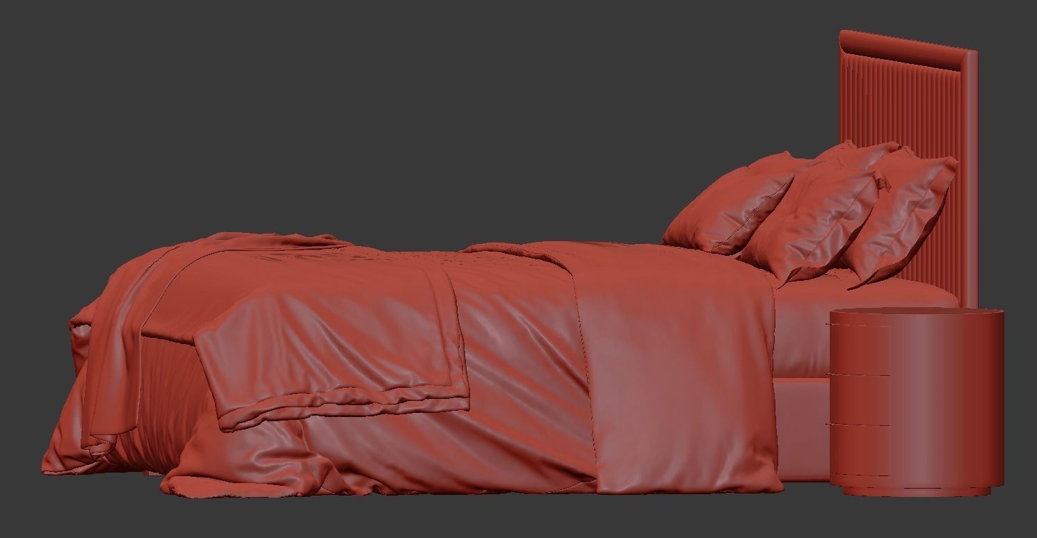 Channel Tufted Headboard Pine Queen Bed 3D model CGTrader