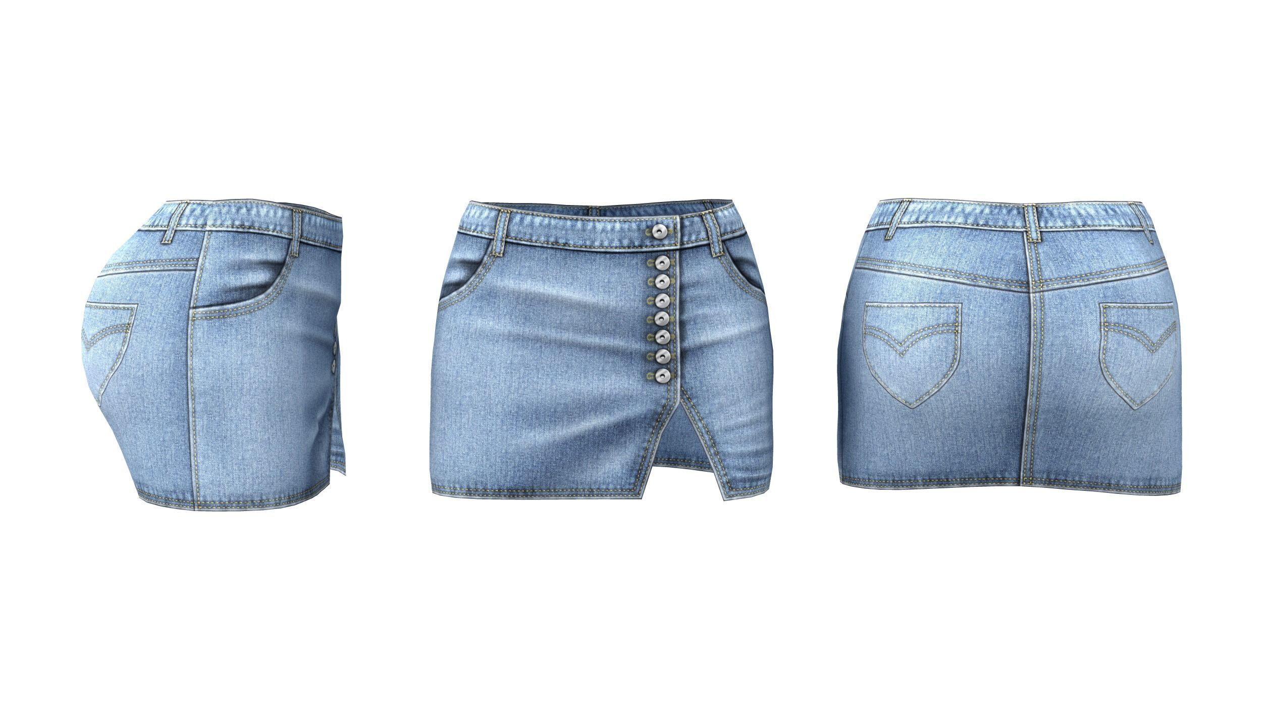 3D Denim Skirt